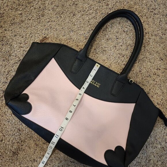 RARE Mary Kay Loly In The Sky Heart Print Colorblock Pink/Black Shoulder Purse - Picture 11 of 13